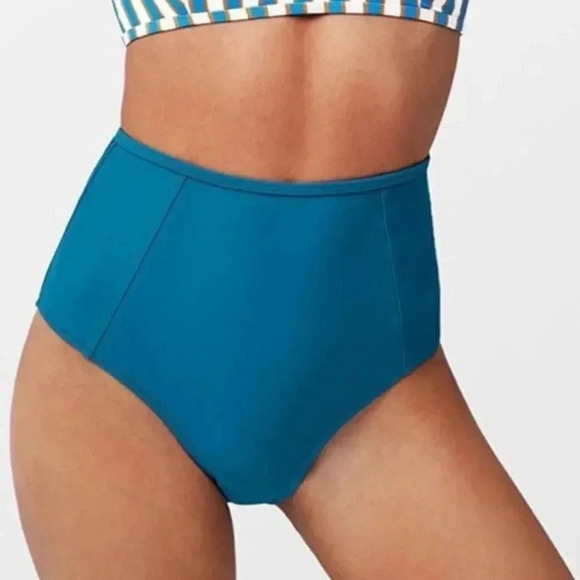 NWT CUPSHE Women's XXL Teal High Waisted Bikini Swim Bottom Beach Lake NEW 2XL - Picture 1 of 7